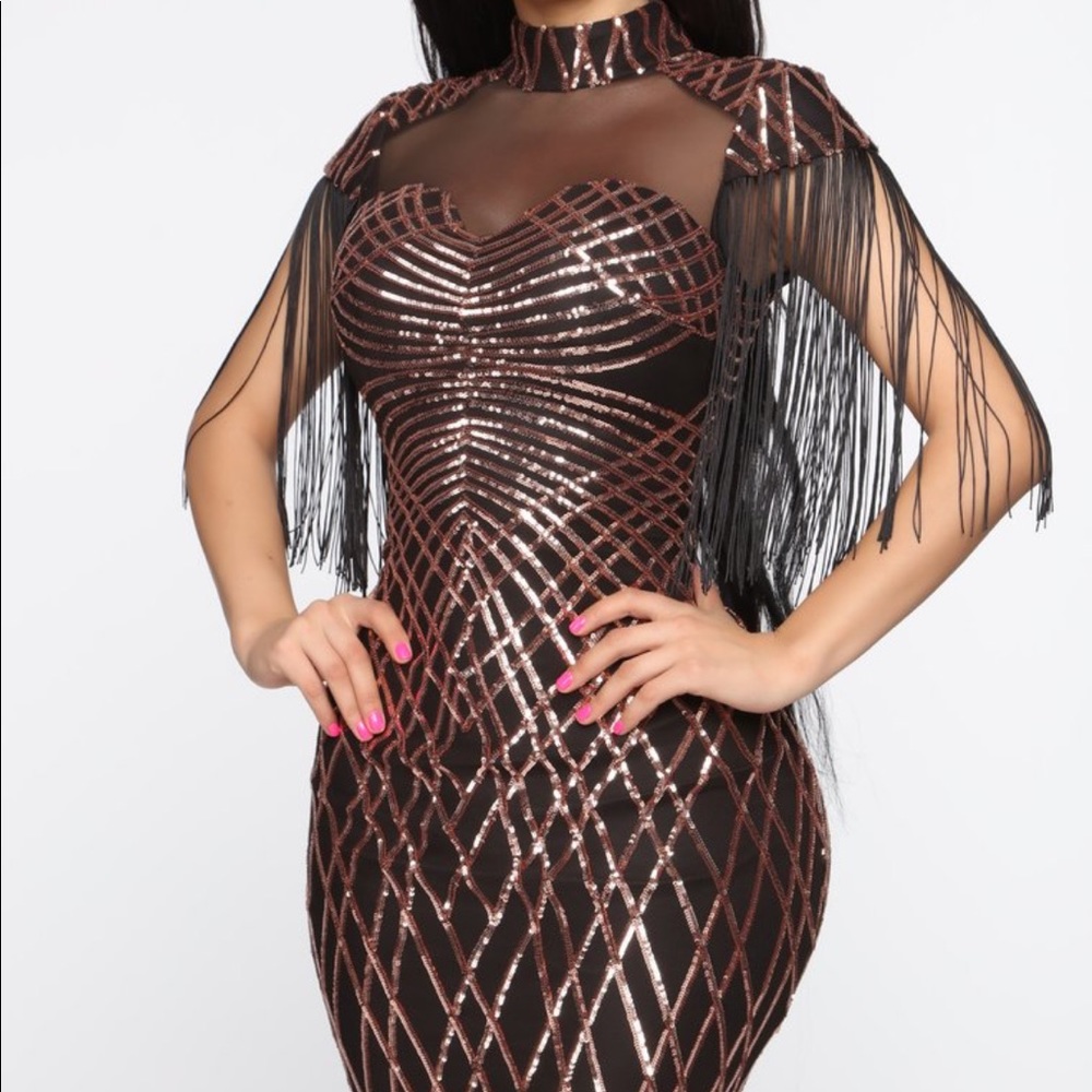 Glow Some More Sequin Fringe Dress